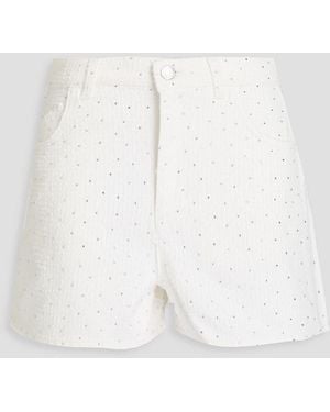 Maje Embellished Fil Coupé Denim Shorts - White