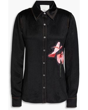 3.1 Phillip Lim Appliquéd Satin Shirt - Black