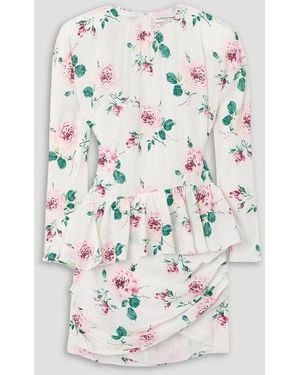 Alessandra Rich Ruffled Silk-crepe Mini Dress - Grey