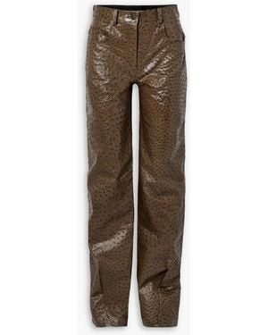 16Arlington Vante Ostrich-Effect Leather Straight-Leg Pants - Natural