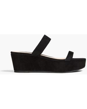 Stuart Weitzman Suede Platform Mules - Black