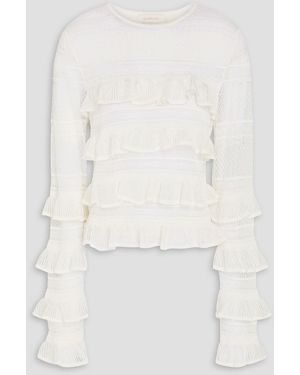 Zimmermann Ruffled Pointelle-Knit Top - White