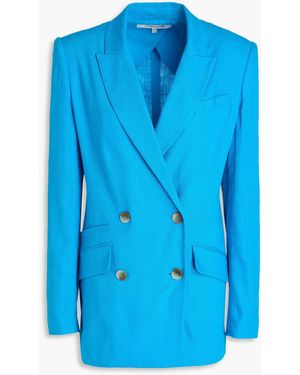 Diane von Furstenberg Madison Double-breasted Slub Woven Blazer - Blue