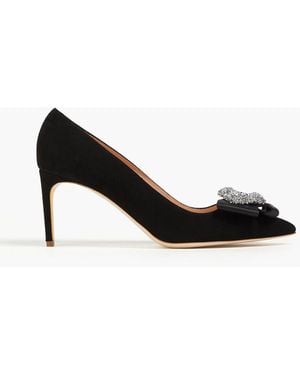 Rupert Sanderson New Nada Embellished Suede Pumps - Black