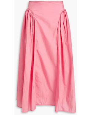 Cecilie Bahnsen Fabiola Gathered Taffeta Midi Skirt - Pink