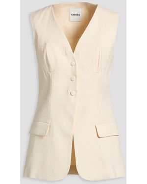 Sandro Linen-blend Twill Vest - Natural