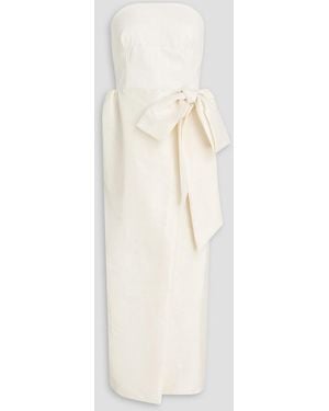 Kika Vargas Ava Strapless Bow-detailed Taffeta Midi Dress - White