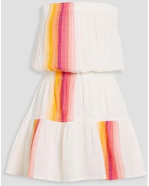 lemlem Teref Strapless Striped Cotton-Blend Gauze Mini Dress - Pink