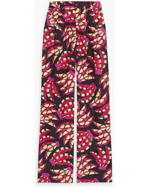 FARM Rio Printed Lyocell And Cotton-Blend Wide-Leg Pants - Red