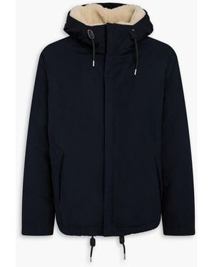 Sandro Shearling-trimmed Cotton Hooded Parka - Blue
