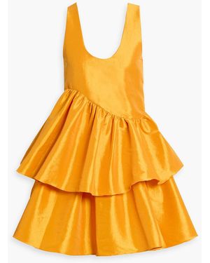 Kika Vargas Valeria Tiered Taffeta Mini Dress - Yellow