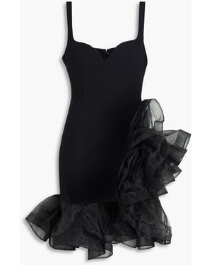 Safiyaa Tenaya Ruffled Organza And Crepe Mini Dress - Black