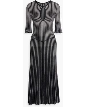 Stella McCartney Cutout Metallic Striped Stretch-knit Midi Dress - Black