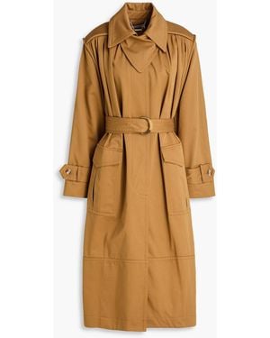 Zimmermann Belted Pleated Cotton-Gabardine Trench Coat - Natural