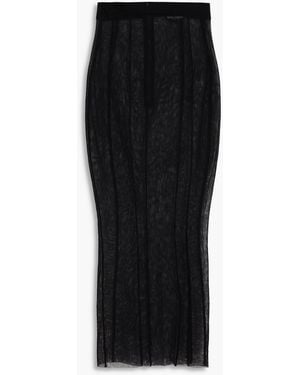 Dolce & Gabbana Cotton-Blend Mesh Midi Pencil Skirt - Black