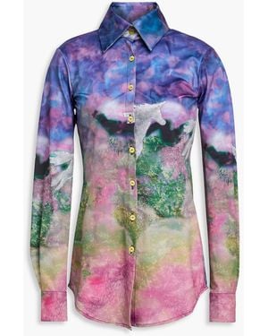 Conner Ives Printed Stretch-Jersey Shirt - Blue