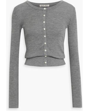 Alex Mill Ava Mélange Ribbed Wool Cardigan - Gray