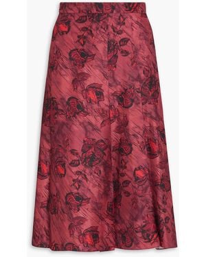 Emilia Wickstead Kensie Printed Silk-Twill Midi Skirt - Red
