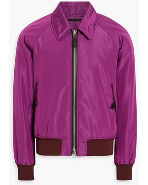 Tom Ford Leather-Trimmed Silk-Blend Bomber Jacket - Purple