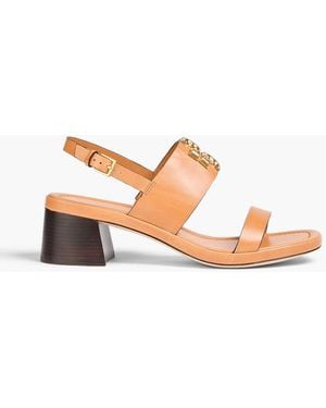 Tory Burch Eleanor Embellished Leather Slingback Sandals - Pink