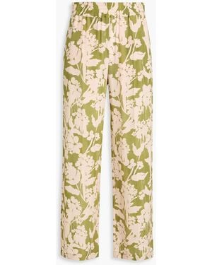 Victoria Beckham Printed Silk Crepe De Chine Wide-Leg Trousers - Yellow