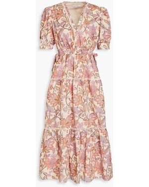 10 Crosby Derek Lam Columbia Tiered Paisley-print Cotton Midi Dress - Pink