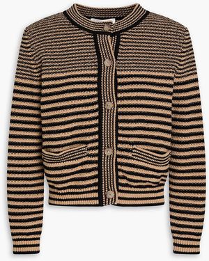 FRAME Striped Cotton-Blend Cardigan - Brown