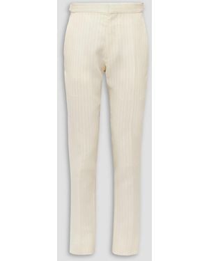 Tom Ford Slim-Fit Metallic Striped Wool-Blend Suit Pants - Natural