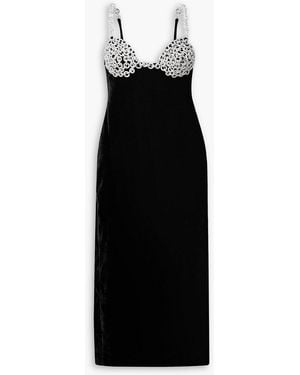 PATBO Crystal-Embellished Velvet Midi Dress - Black