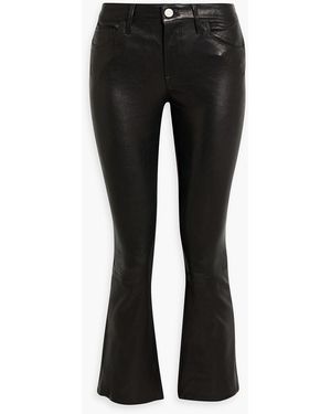 FRAME Le Crop Mini Boot Leather Bootcut Pants - Black