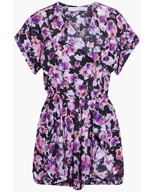 IRO Wooh Ruffled Floral-print Cotton-gauze Playsuit - Purple