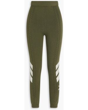 Perfect Moment Cropped Merino Wool-Blend Base Layer - Green