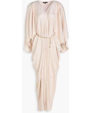Maje Chain-embellished Metallic Knitted Kaftan - Natural