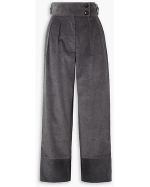 Anna Mason Karl Cotton-corduroy Straight-leg Pants - Gray