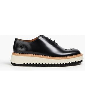 Chloé Kurtys Glossed-leather Platform Brogues - Black