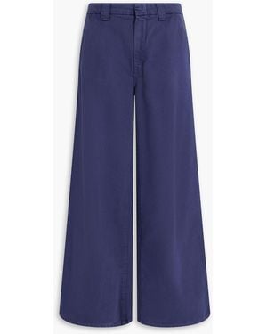 Mother Lunch Money Cotton And Lyocell-Blend Twill Wide-Leg Pants - Blue
