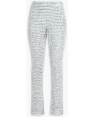 Magda Butrym Crochet-Knit Cotton-Blend Slim-Leg Trousers - Blue