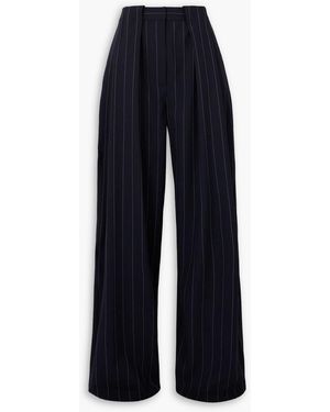 Stella McCartney Panelled Pinstriped Wool-blend Wide-leg Trousers - Blue