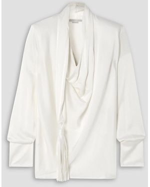 Stella McCartney Tasseled Draped Satin-Crepe Blouse - White