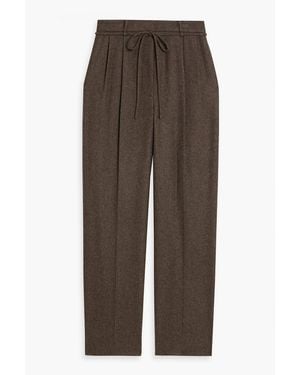 LE17SEPTEMBRE Belted Wool-Blend Flannel Straight-Leg Trousers - Brown