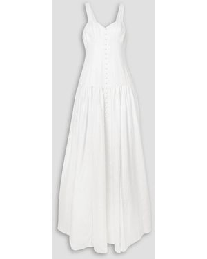 Joslin Studio Bridgitte Pleated Pointelle-trimmed Linen Maxi Dress - White