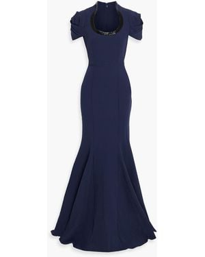 Safiyaa Logan Embellished Stretch-Cady Gown - Blue