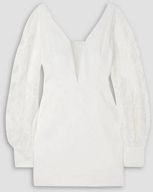 Rime Arodaky Lisa Open-back Embroidered Tulle And Crepe Mini Dress - White