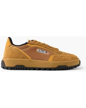Autry Wildpace Nubuck And Rubber-Trimmed Suede And Mesh Sneakers - Yellow