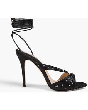 Alessandra Rich Crystal-Embellished Satin Sandals - Black