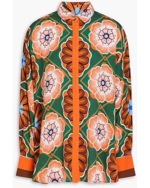 Borgo De Nor Nova Floral-Print Crepe Shirt - Orange