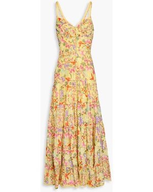 Charo Ruiz Melia Printed Cotton-Blend Maxi Dress - Metallic