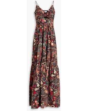 A.L.C. Laura gerafftes maxikleid aus baumwollpopeline mit print und cut-outs - Lila