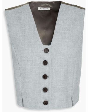 By Malene Birger Bettas Cropped Satin-paneled Tweed Vest - Gray