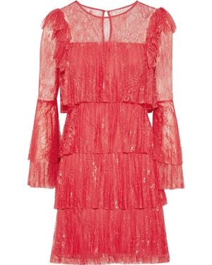 Badgley Mischka Tiered Corded Lace Mini Dress